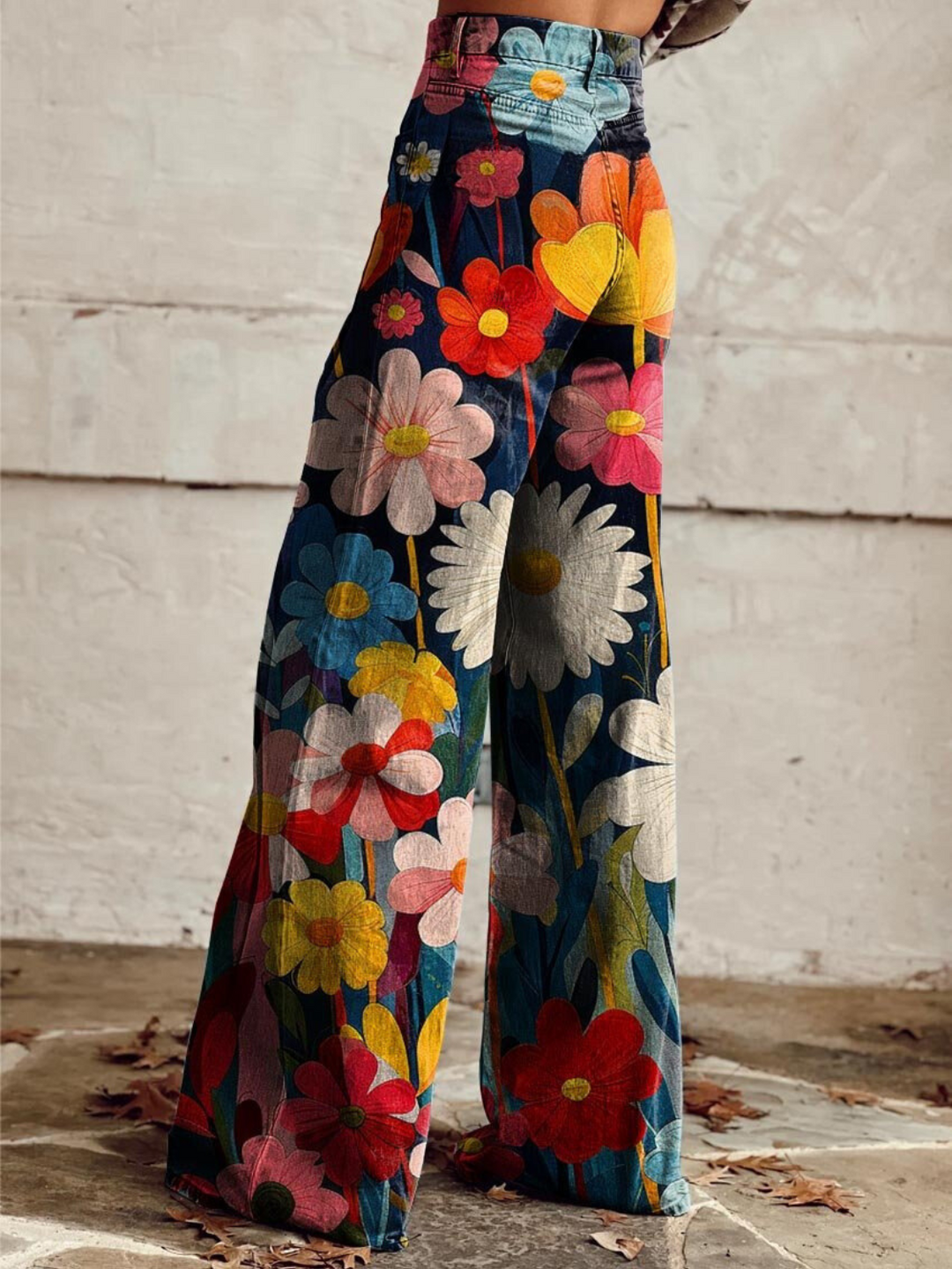 Women's Floral Palazzo Pants – Wide Leg Holiday Pants