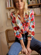 Women's Floral Button Blouse – Relaxed Long Sleeve Blouse