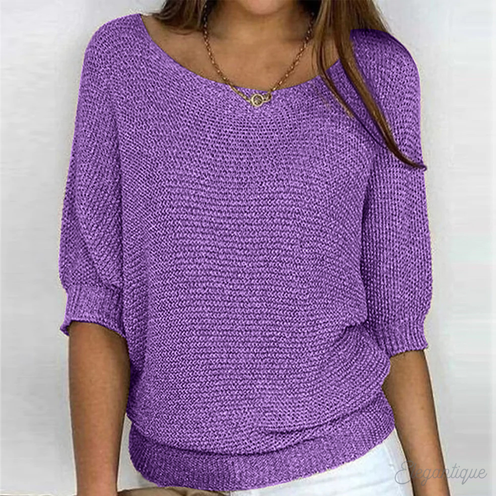 Women's Lightweight Relaxed Sweater – Crew Neck Long Sleeve Knit Pullover