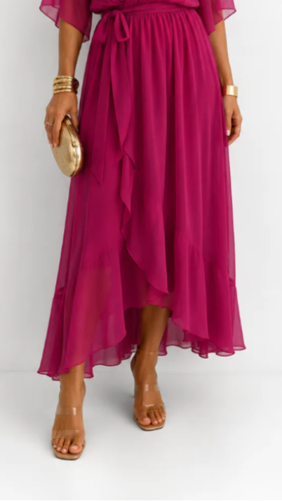 Women's V-Neck Wrap Dress – Tie Waist Flowy Occasion Dress