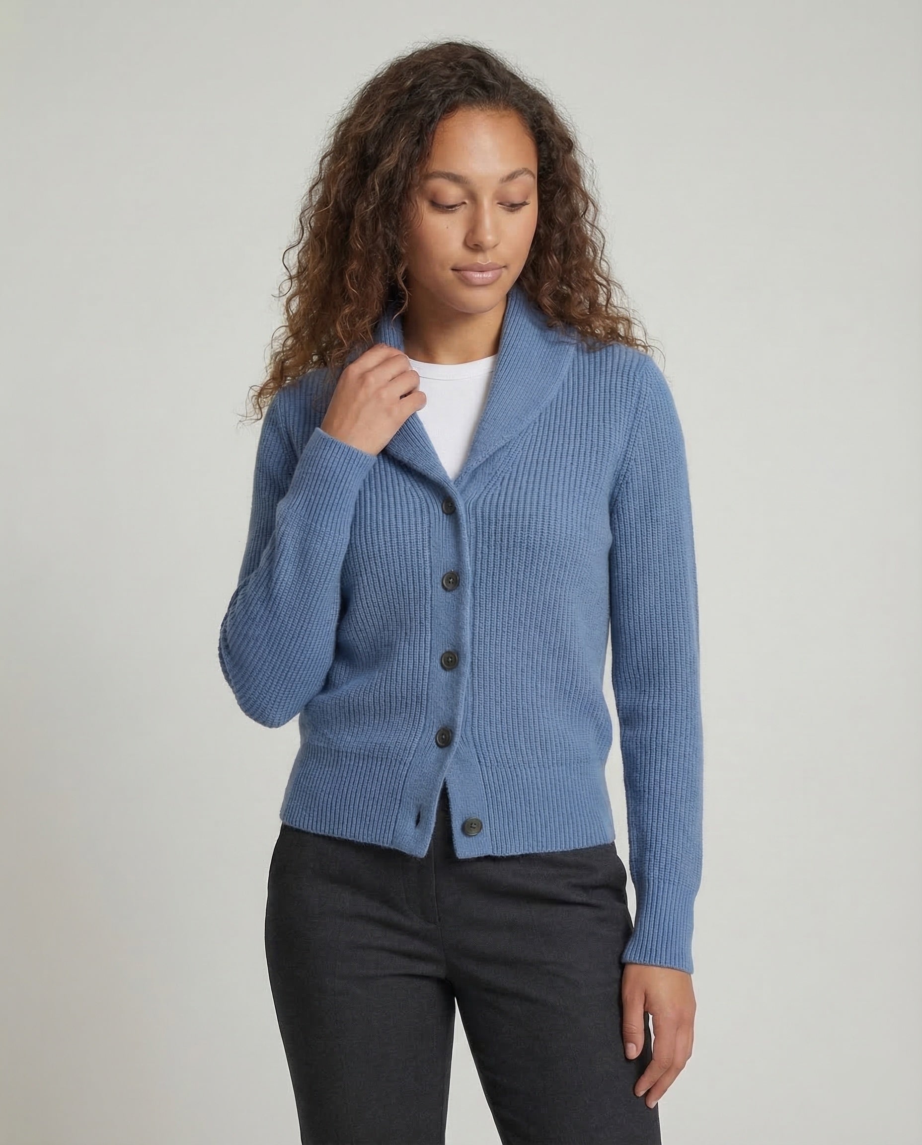 Women's Collared Knit Cardigan – Lapel Neck Button Front Cardigan