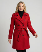 Women's Full Length Lapel Coat – Tailored Double-Breasted Overcoat