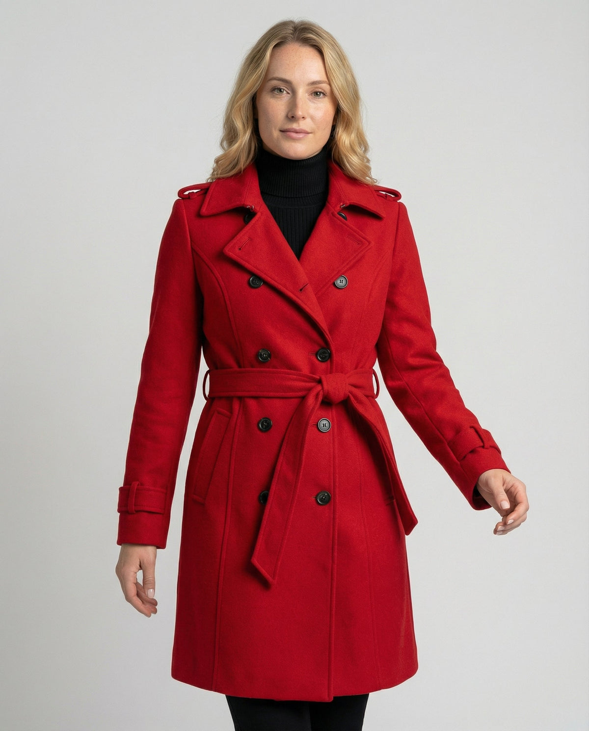 Women's Full Length Lapel Coat – Tailored Double-Breasted Overcoat