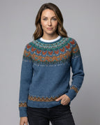 Women's Icelandic Pattern Sweater – Vintage Nordic Crew Neck Pullover