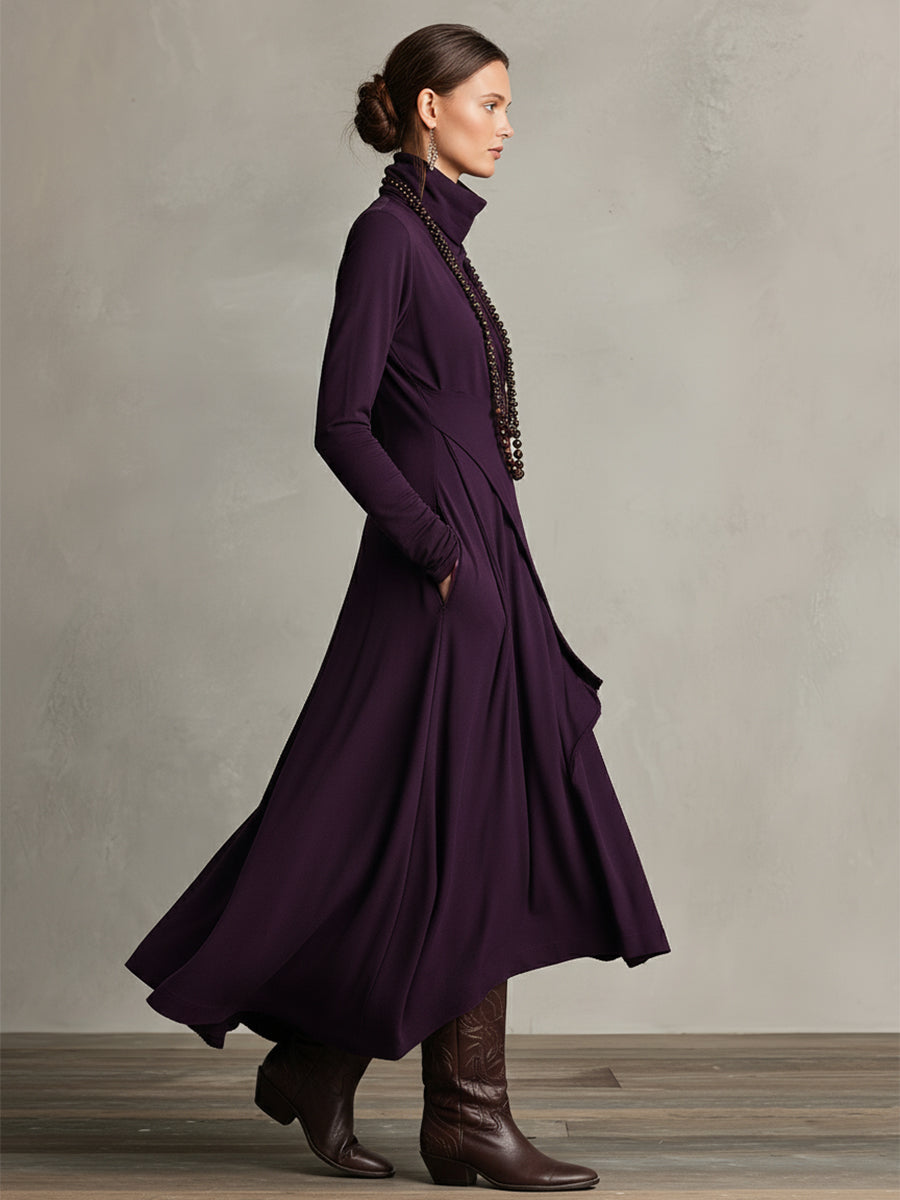 Women's High Neck Maxi Dress – Knit Sweater Dress