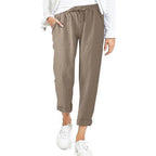 Women's Straight Leg Pull-On Pants – Lightweight Elastic Waist Trousers