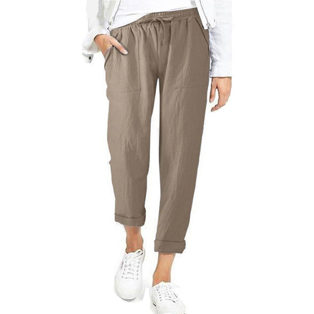 Women's Straight Leg Pull-On Pants – Lightweight Elastic Waist Trousers
