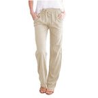 Women's Straight Leg Pull-On Pants – Lightweight Elastic Waist Trousers