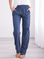 Women's Straight Leg Pull-On Pants – Lightweight Elastic Waist Trousers