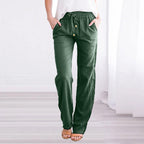 Women's Straight Leg Pull-On Pants – Lightweight Elastic Waist Trousers