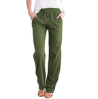 Women's Straight Leg Pull-On Pants – Lightweight Elastic Waist Trousers
