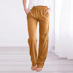Women's Straight Leg Pull-On Pants – Lightweight Elastic Waist Trousers