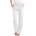 Women's Straight Leg Pull-On Pants – Lightweight Elastic Waist Trousers
