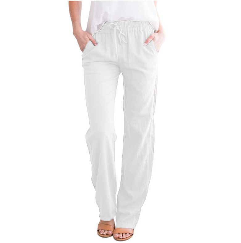 Women's Straight Leg Pull-On Pants – Lightweight Elastic Waist Trousers