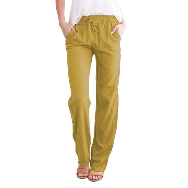 Women's Straight Leg Pull-On Pants – Lightweight Elastic Waist Trousers