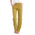 Women's Straight Leg Pull-On Pants – Lightweight Elastic Waist Trousers