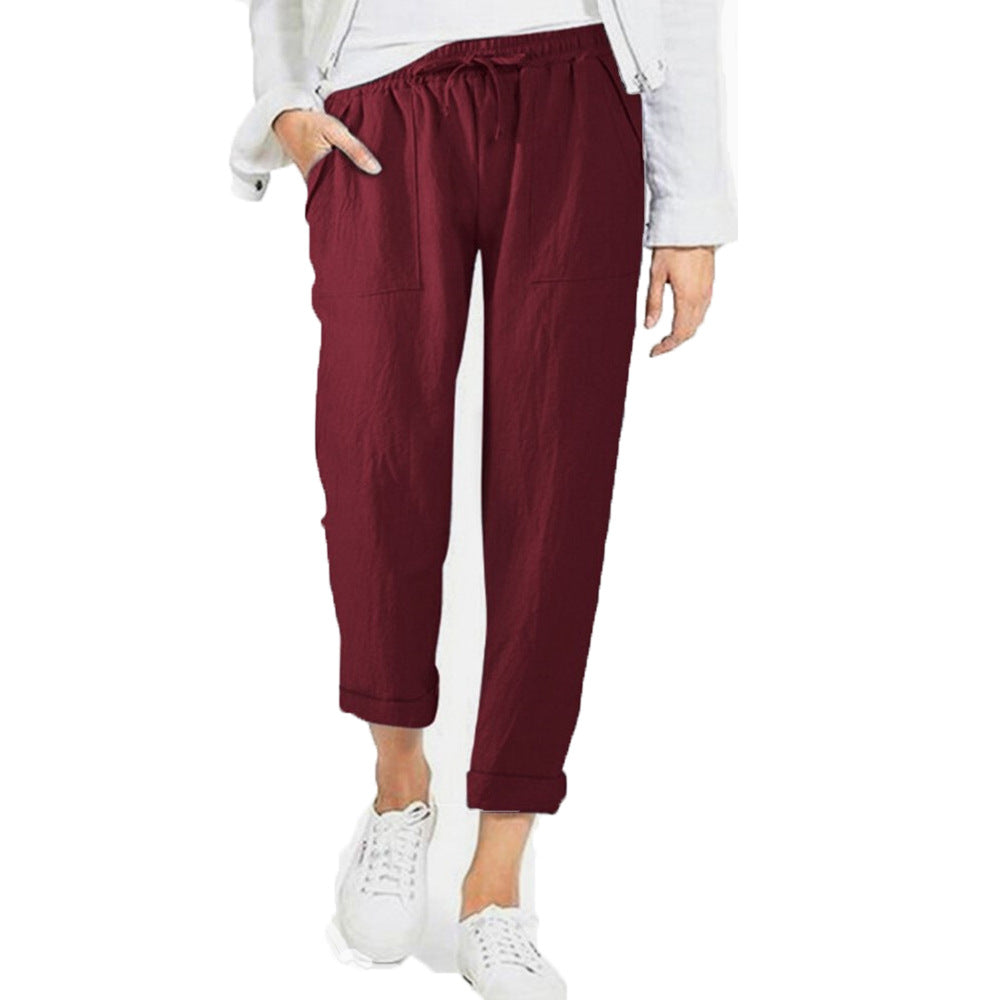Women's Straight Leg Pull-On Pants – Lightweight Elastic Waist Trousers