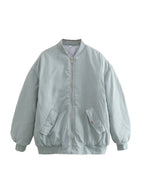 Women's Oversized Bomber Jacket – Relaxed Fit Zip-Up Jacket