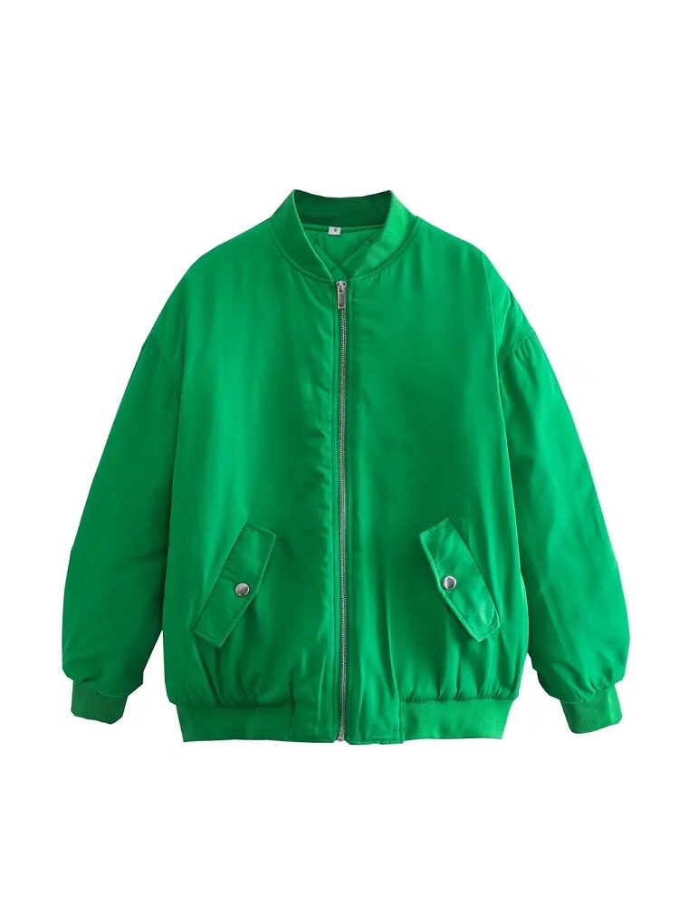 Women's Oversized Bomber Jacket – Relaxed Fit Zip-Up Jacket