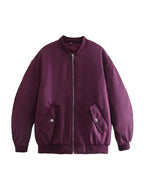 Women's Oversized Bomber Jacket – Relaxed Fit Zip-Up Jacket