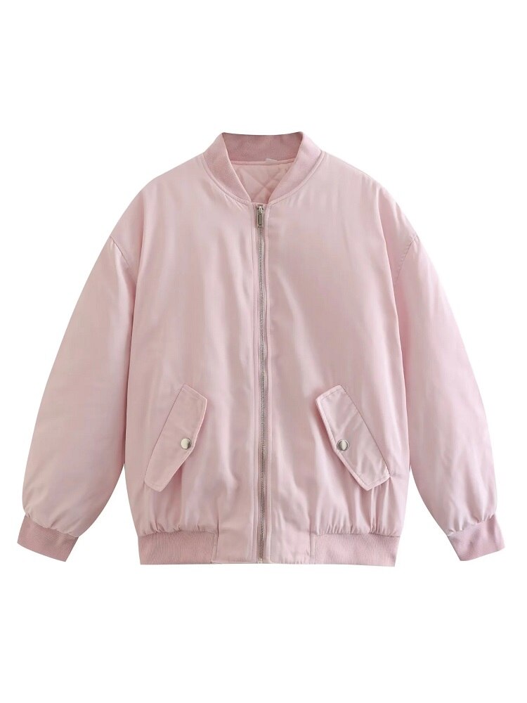Women's Oversized Bomber Jacket – Relaxed Fit Zip-Up Jacket