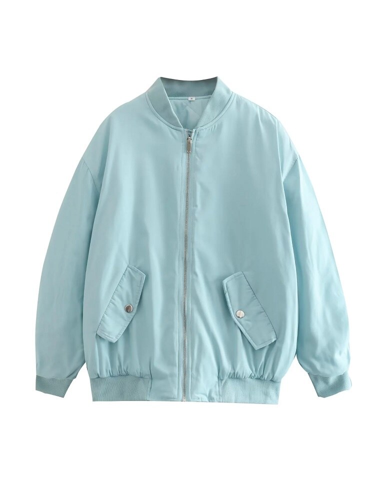 Women's Oversized Bomber Jacket – Relaxed Fit Zip-Up Jacket