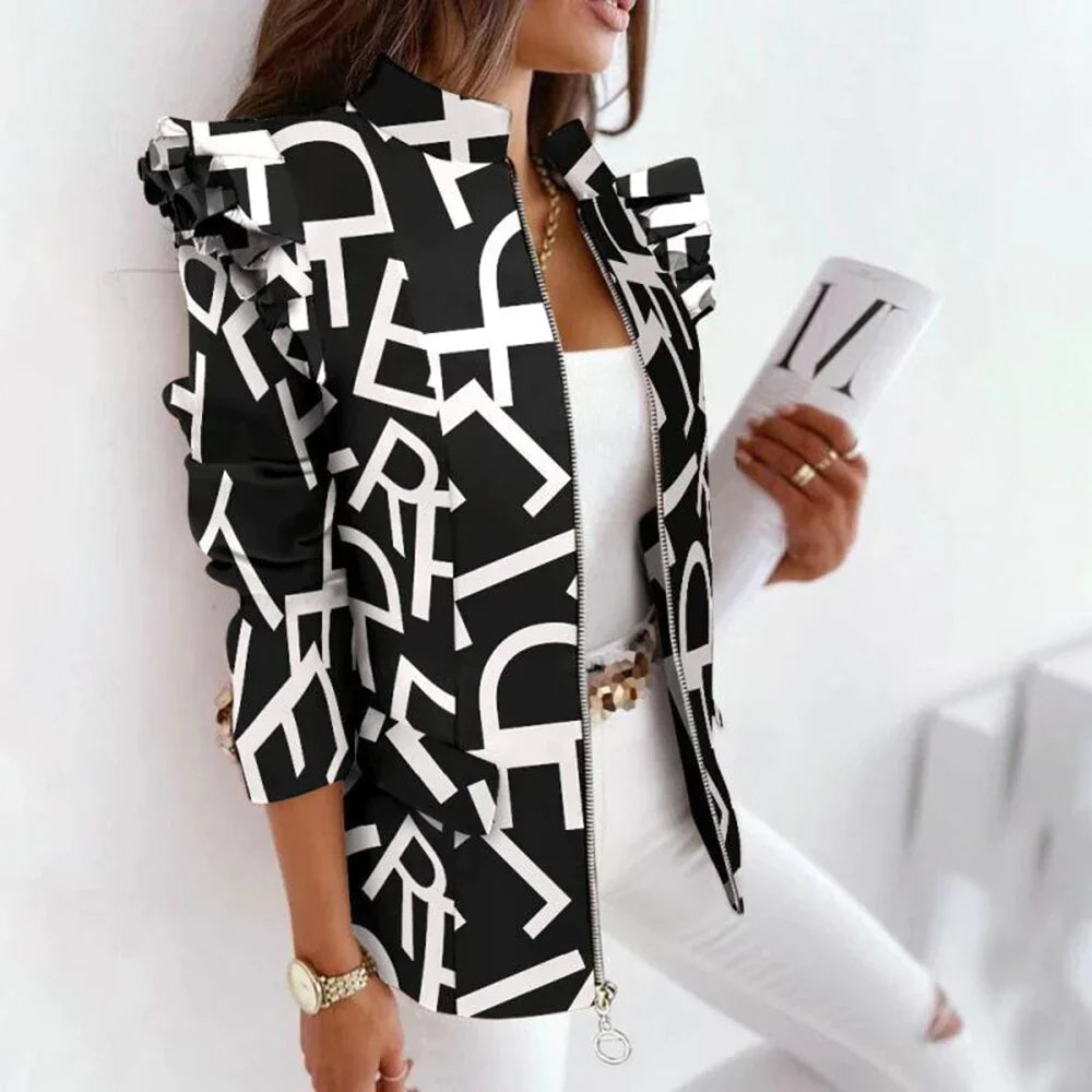 Women's Single Button Blazer – Tailored Long Sleeve Jacket