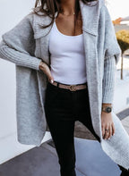 Women's Boxy Hooded Cardigan – Oversized Long Sleeve Layering Cardigan