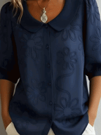 Women's Floral Crew Neck Blouse – Flowy Printed Statement Top