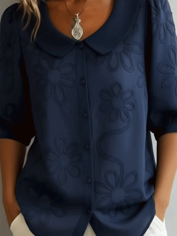 Women's Floral Crew Neck Blouse – Flowy Printed Statement Top