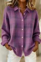 Women's Knit Cardigan – Pink Plaid Cardigan – Brielle