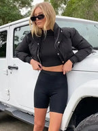 Women's Cropped Puffer Jacket – Boxy Quilted Winter Jacket