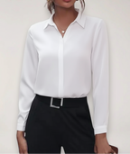 Women's Tailored Button Front Blouse – Classic Office Work Blouse