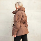 Women's Longline Belted Puffer – Quilted Hooded Winter Coat