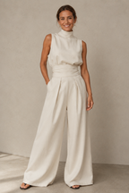 Women's Sleeveless Two-Piece Set – Wide Leg Pants Set