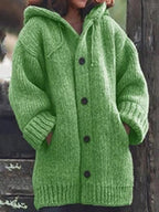 Women's Loose Hooded Cardigan – Longline Open Front Layering Cardigan