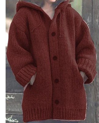 Women's Loose Hooded Cardigan – Longline Open Front Layering Cardigan