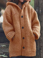 Women's Loose Hooded Cardigan – Longline Open Front Layering Cardigan