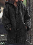 Women's Loose Hooded Cardigan – Longline Open Front Layering Cardigan