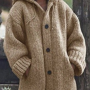 Women's Loose Hooded Cardigan – Longline Open Front Layering Cardigan