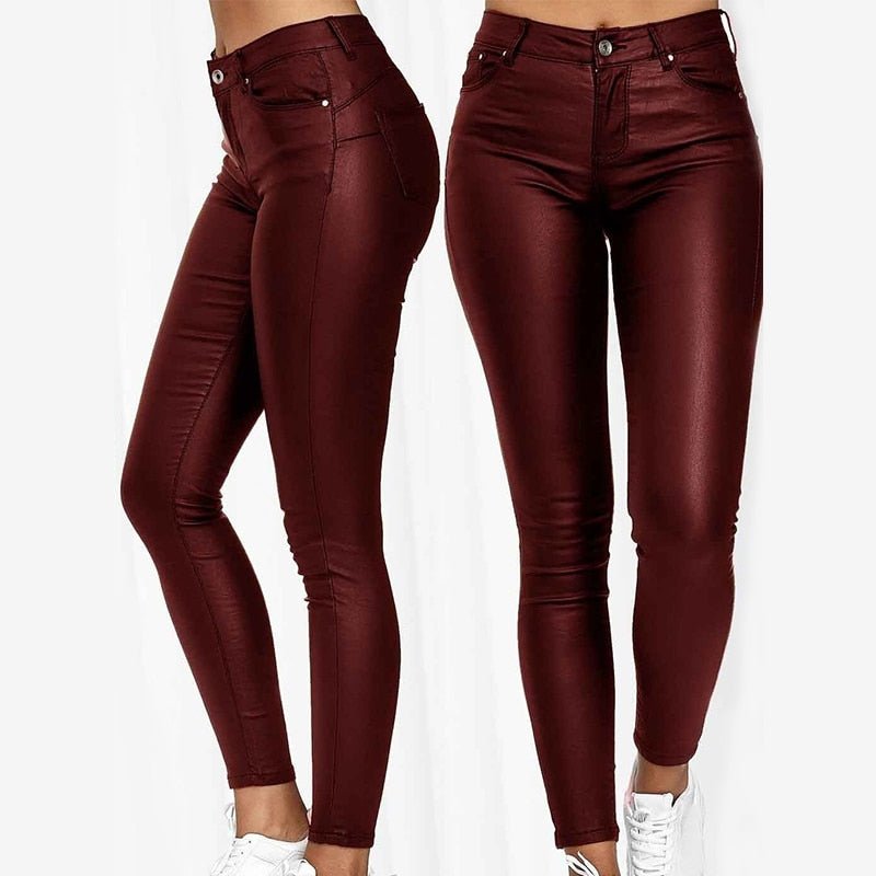 Women's Faux Leather Jeggings – High Waist Skinny Leggings