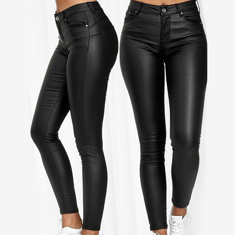 Women's Faux Leather Jeggings – High Waist Skinny Leggings