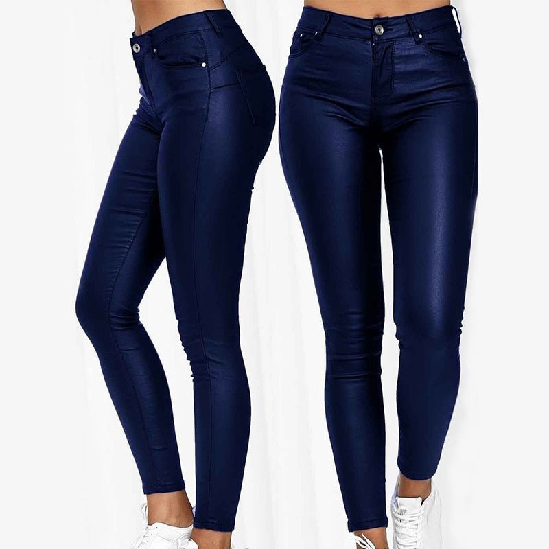 Women's Faux Leather Jeggings – High Waist Skinny Leggings