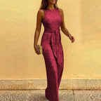 Women's Glitter Party Jumpsuit – Sleeveless Sparkle Evening Jumpsuit