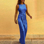 Women's Glitter Party Jumpsuit – Sleeveless Sparkle Evening Jumpsuit