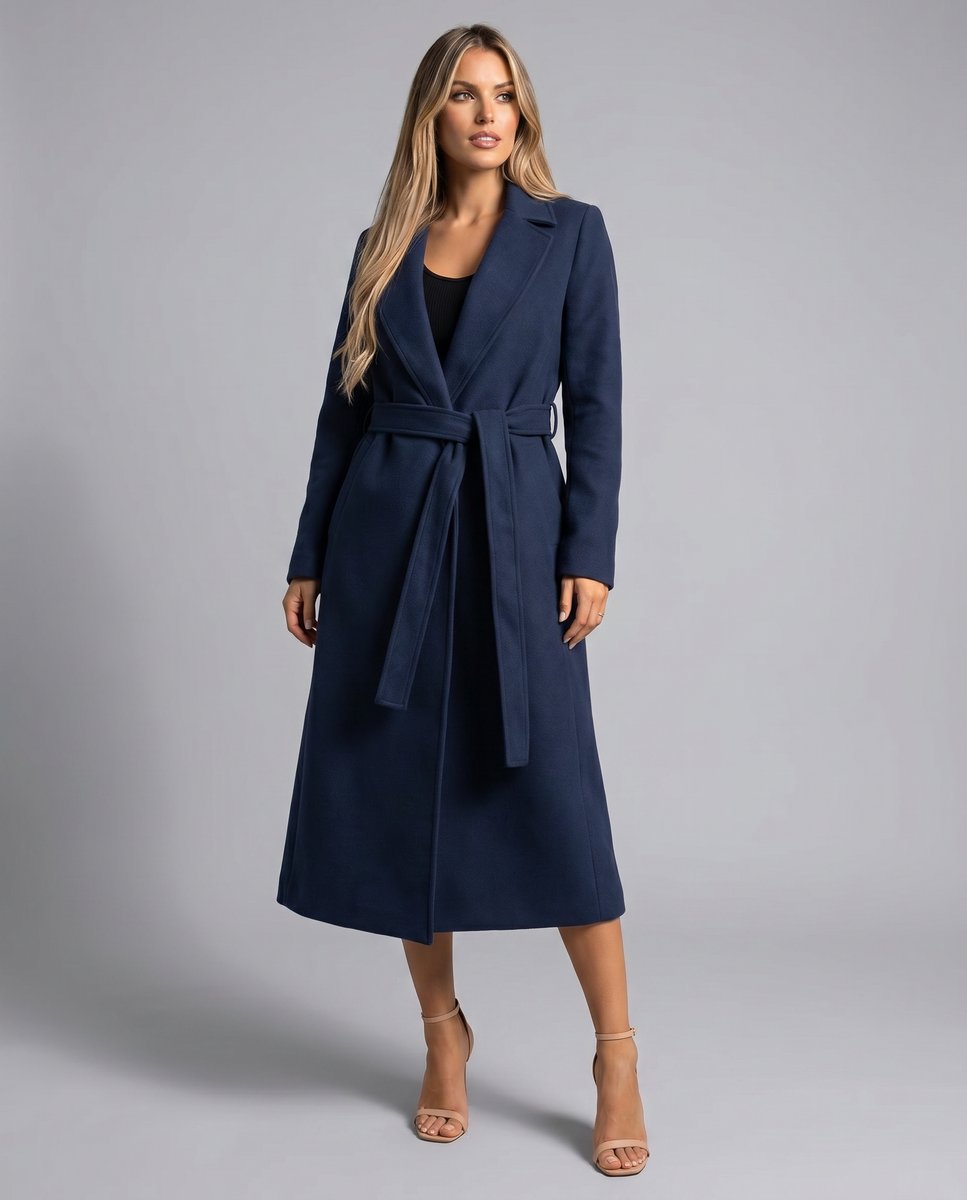Women's Belted Long Trench Coat – Lapel Winter Overcoat