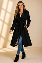 Women's Double-Breasted Trench Coat – Belted Long Overcoat