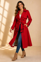Women's Double-Breasted Trench Coat – Belted Long Overcoat
