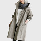 Women's Hooded Trench Coat – Water-Repellent Long Raincoat