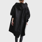 Women's Hooded Trench Coat – Water-Repellent Long Raincoat